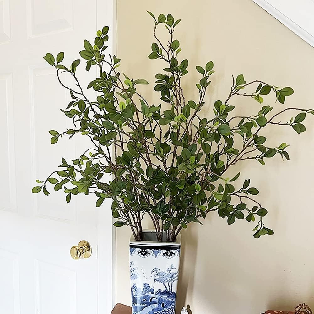 3pcs Faux Stems Artificial Branches for Vase Artificial Stems Artificial Greenery Stems Faux Green Stems Artificial Eucalytus Branches Fake Stems(42"/Each Branch)