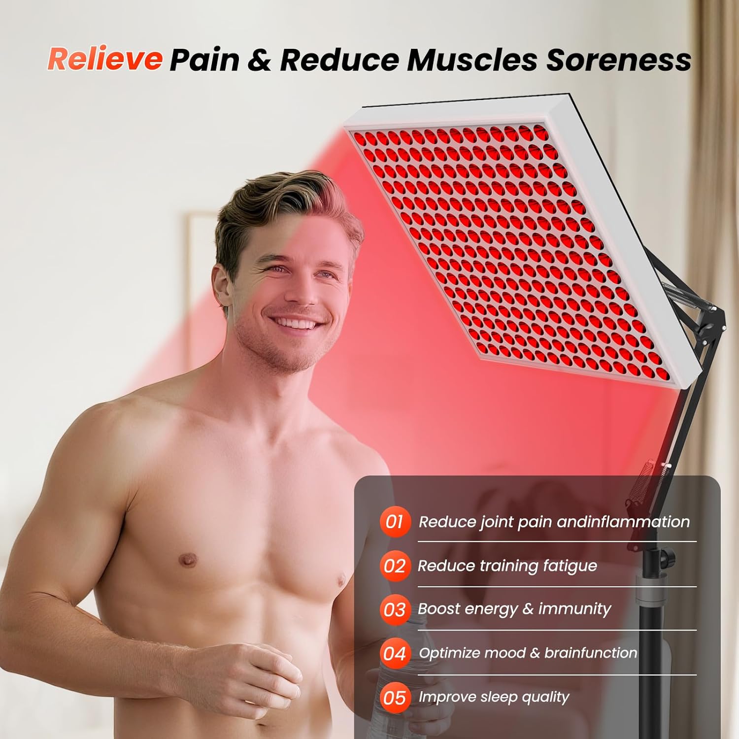Red Light Therapy for Body Face, Infrared Light Therapy with Stand, Red Lights Therapy Lamp Panel, LED 660nm 850nm Near Infrared Red Light with Adjustable Stand,Best Gift for Christmas