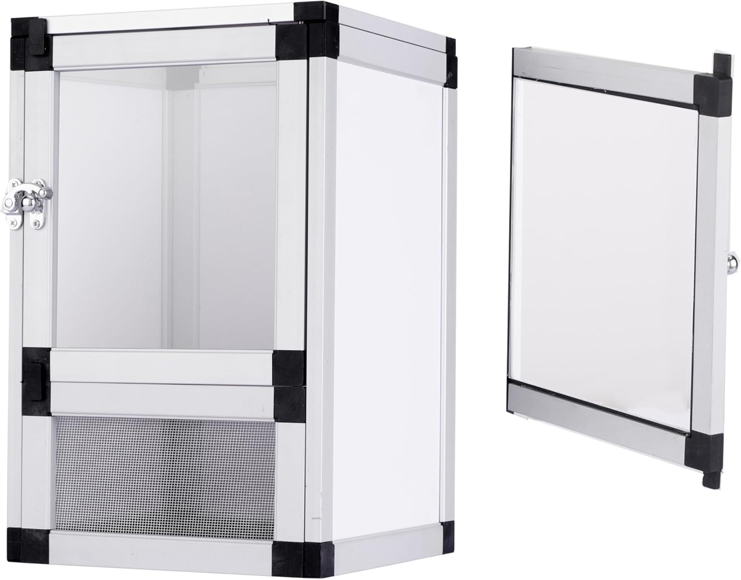 Jumping Spider Enclosure, Small Reptile Cage Hatching Habitat, Toxirium 8" x 8" x 12" Screen & Acrylic Doors, Ventilated Terrarium for Lizards, Snakes, Frogs, Easy Assembly, Two Doors