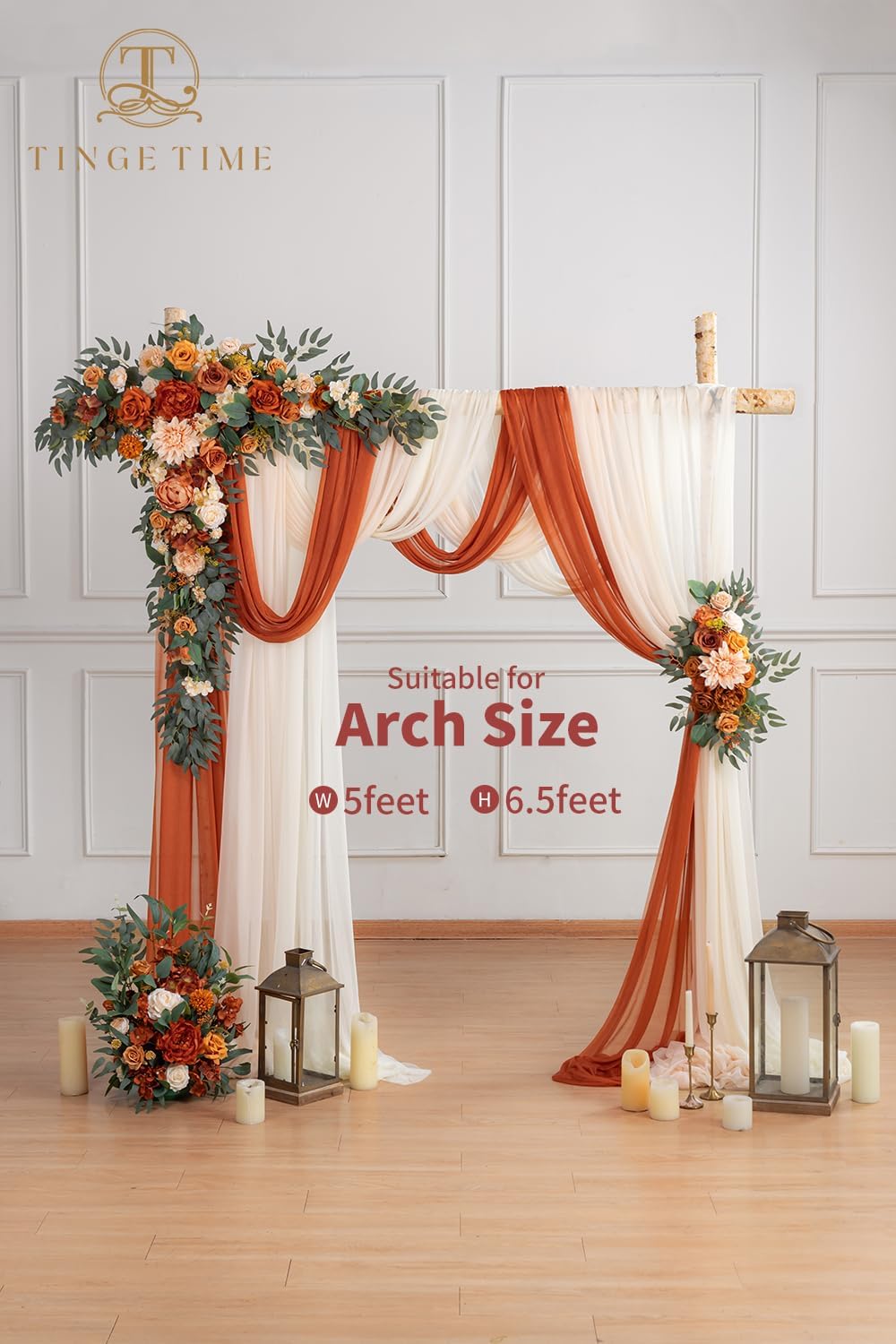 TINGE TIME Artificial Arch Flowers Kit Pack of 5, Fall Wedding Decorations for Reception with Hanging Flowers, Wedding Arch Silk Floral Arrangements Ceremony Backdrop Bridal Shower Outdoor Party Decor