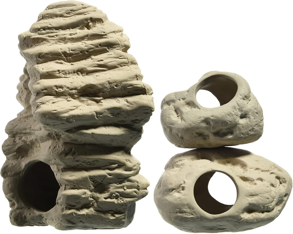 ALEGI Aquarium Decoration Rock Caves, Betta Fish Tank Accessories Hideout, Cichlid Stackable Cave Hiding (Small & Medium & Large)