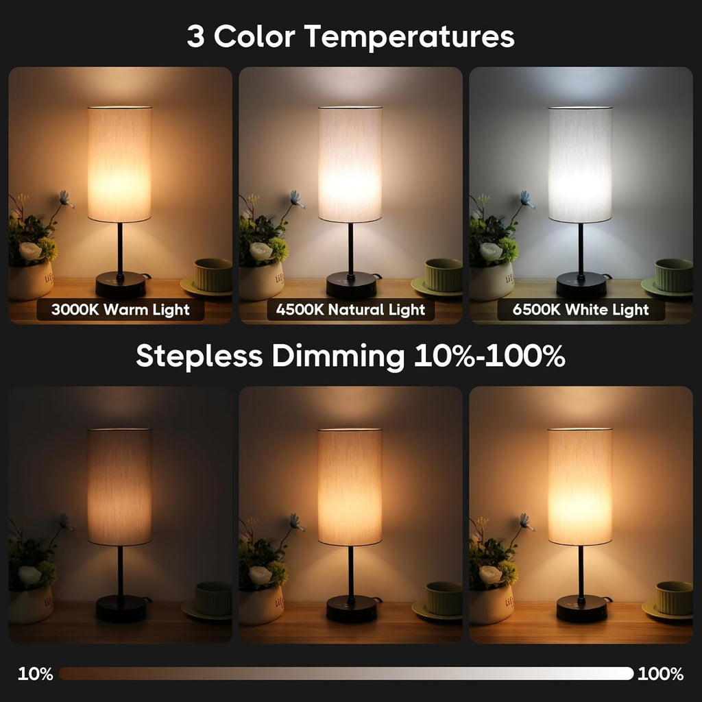 Unicozin 17Inch Table Lamp, 3 CCT 3000K/4500K/6500K & RGB Color Changing, Stepless Dimmable Bedside Lamp for Reading, Ambience Nightstand Light for Home Decor Party, Grey Shade