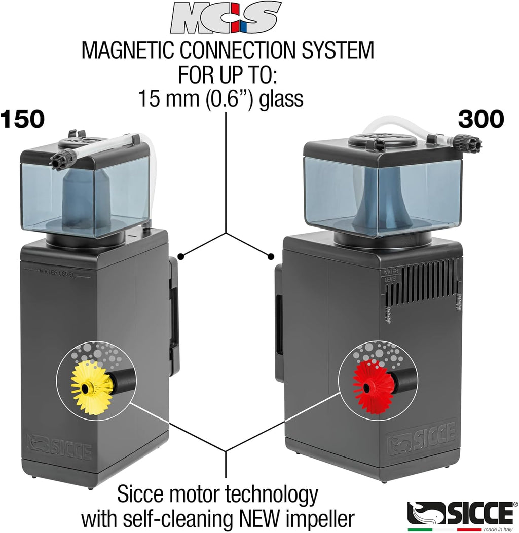 Sicce Shark Nano Protein Skimmer 300 up to 80 Gallon Saltwater Aquariums | Ultra Quiet Pump, Adjustable, Compact, Small Aquarium Marine Reef Tank