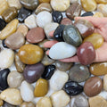 Pebbles for Indoor Plants, Mixed Color Polished River Rocks Decorative Stones for Garden, Aquarium, Vase Fillers, Outdoor Landscaping and Backyard(1-2 inch,40 Pounds)