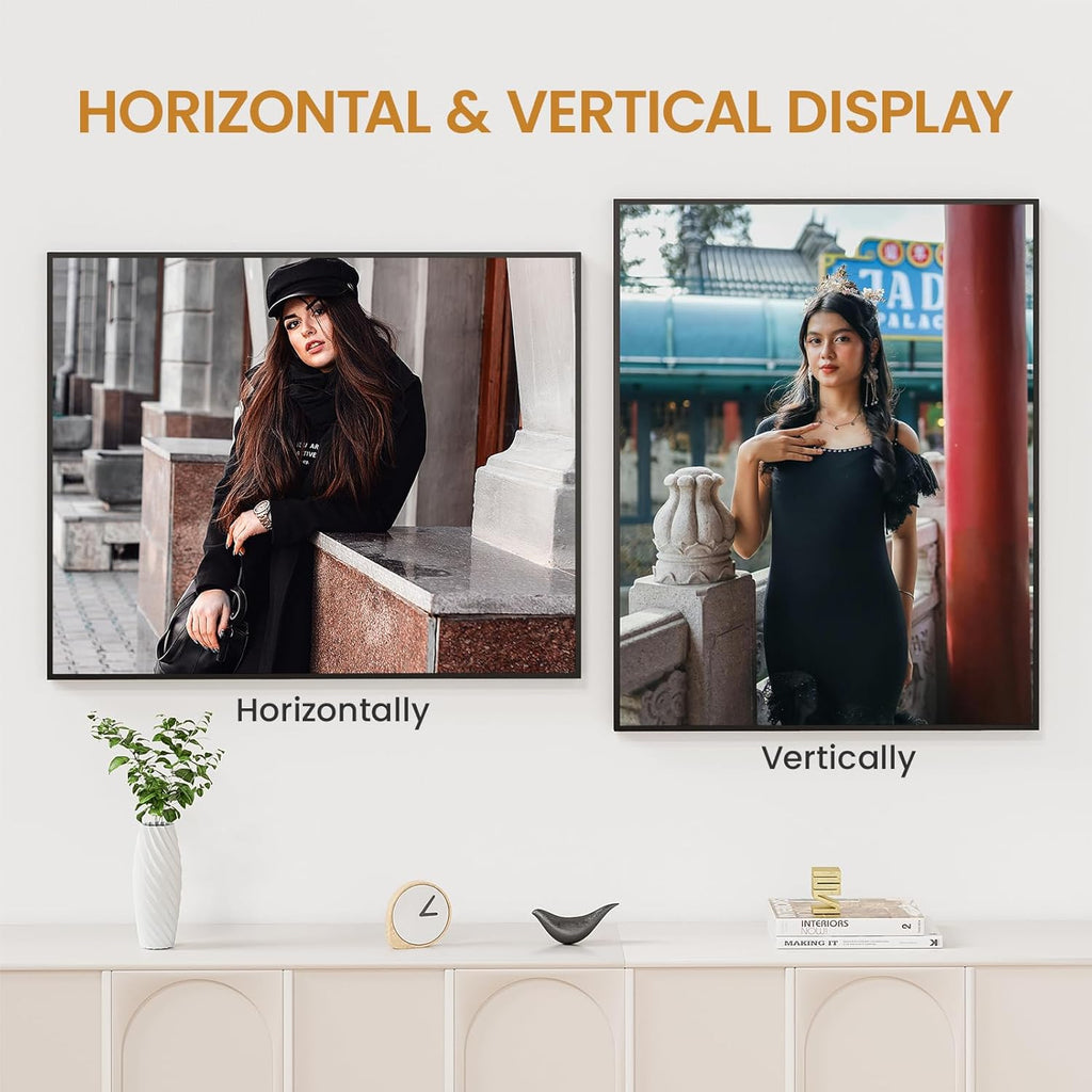 24x30 Aluminum Metal Picture Frame,Tempered Glass Black Large 24 x 30 Poster Frame for Puzzles Photos or Artwork to Wall Mount Horizontal or Vertical for Decorating House,Office,Hotel
