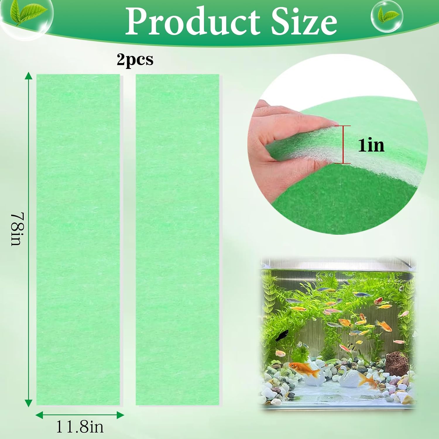 12Feet RHRTBX Aquarium Filter Floss for Fish Tank Filters (78.74'' × 11.8''), Aquarium filter Pad, Filter Pads for Aquarium, Aquarium Filter Replacement Media, Suitable for Water Quality Filtration