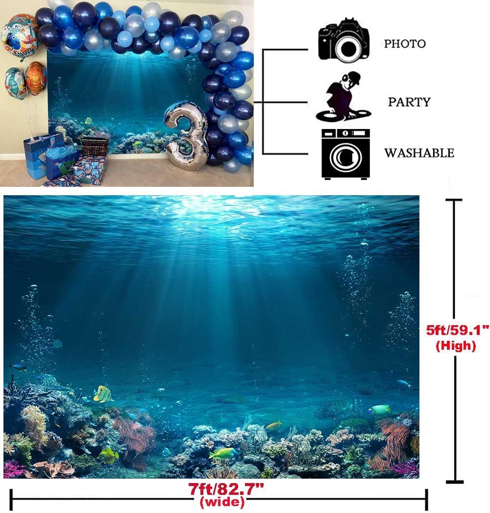 Sensfun 7x5ft Underwater World Backdrop Fabric Under The Sea Photography Backdrops Tropical Fish Coral Deep Ocean Sunlight Seabed Background Undersea Baby Shower Birthday Party Decoration Photo Props