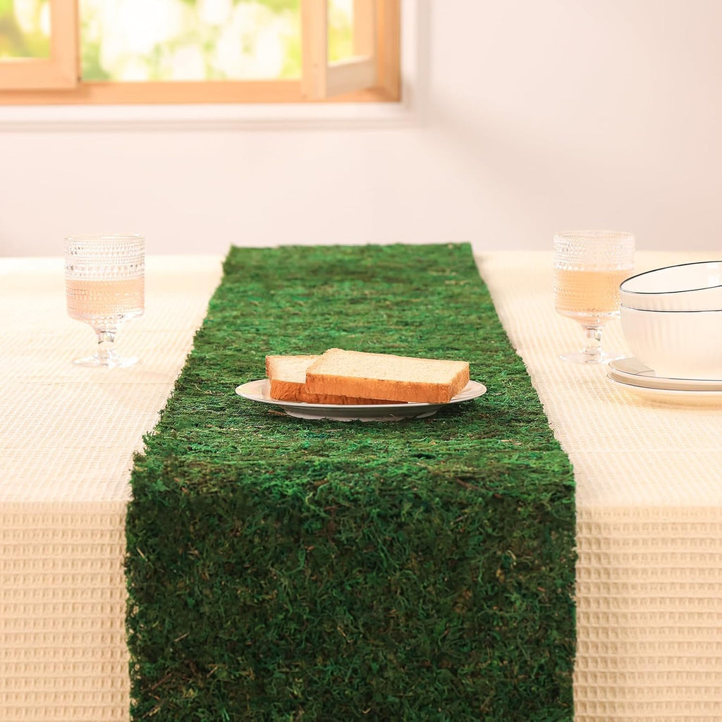 138'' x 12'' Dried Moss Table Runner Moss Sheet Roll for Crafts Preserved Green Moss Mat for Wedding Party Table Woodland Garden Fairy Decor