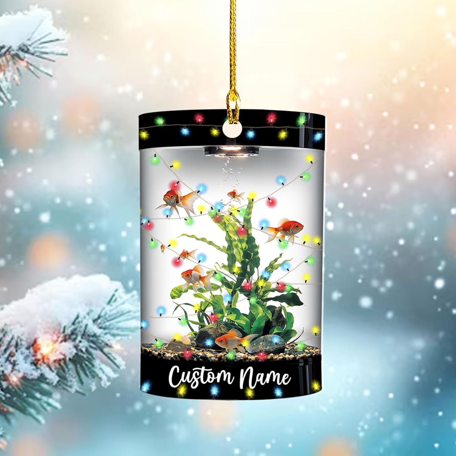 Personalized Aquarium Christmas Ornament, Fish Christmas Ornament, Gift for Fish Lover, Custom Aquarium Christmas Tree Keepsake, Kids First Gift Ideas, Pet Kids Ornament (AFT5)