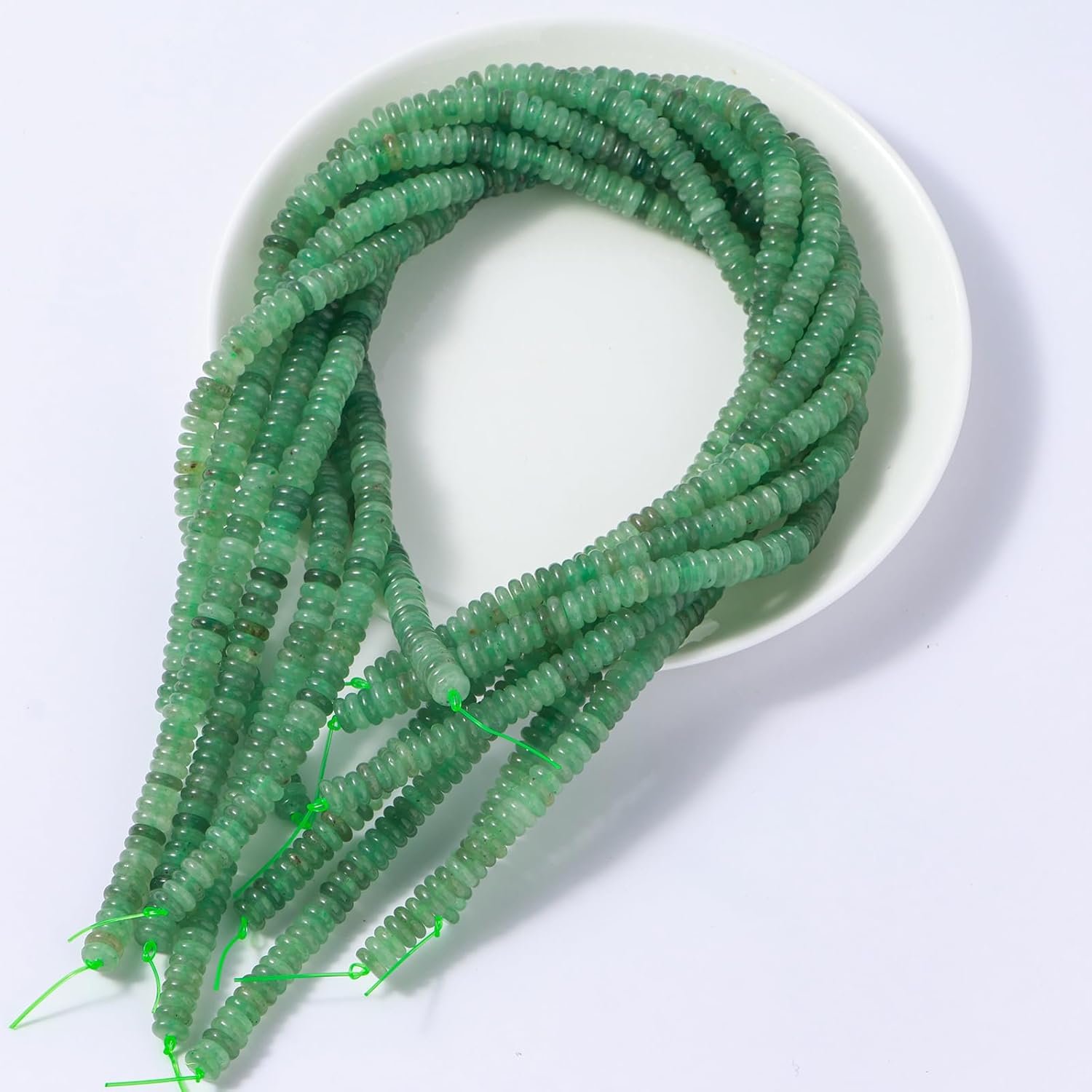 Natural Green Aventurine Disk Stone Spacer Beads 6x2mm 38cm/str Flat Rondelle Loose Semi Gemstone Caps for Making Bracelets Necklace