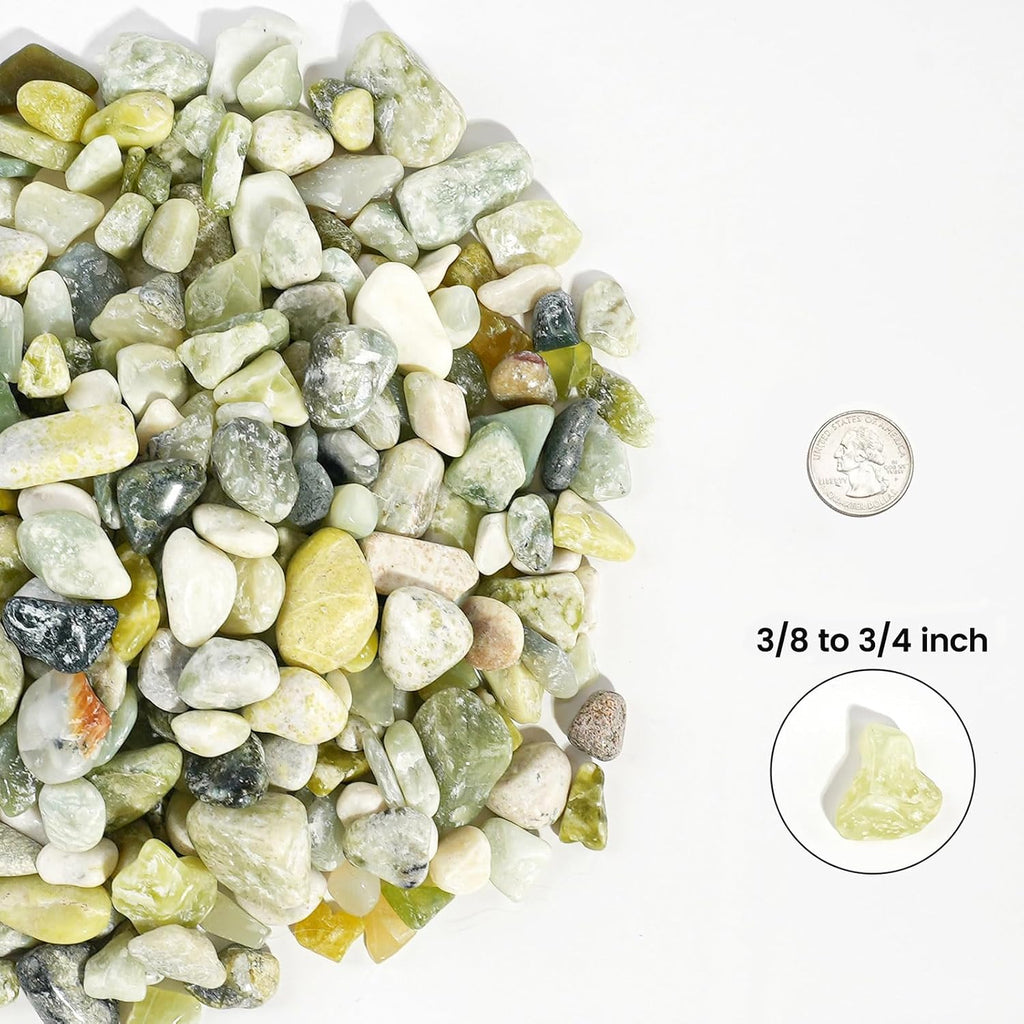2 LBS River Rocks, StoneCreek, Decorative Garden Stones for Plant Landscaping, Polished Gravel Filler Pebbles for Home Decoration, Vases, Succulents, Flower Beds and Fish Tanks (Jade, Medium)