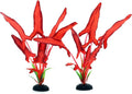 2-Pack 12 Inch Aquarium Silk Aquarium Plants, Artificial Plastic Plant for Small Tank, Goldfish, Fish Hides,Dark Red
