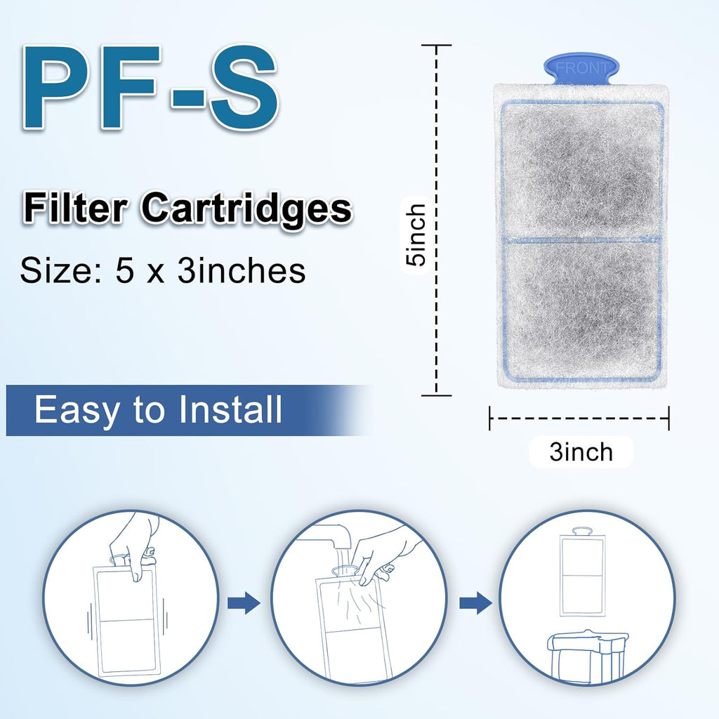 driamor 8 Pack PF-S Filter Cartridges Compatible with PF10 Power Filters, Small Fish Tank Filters Cartridge Replacement with Zeolite