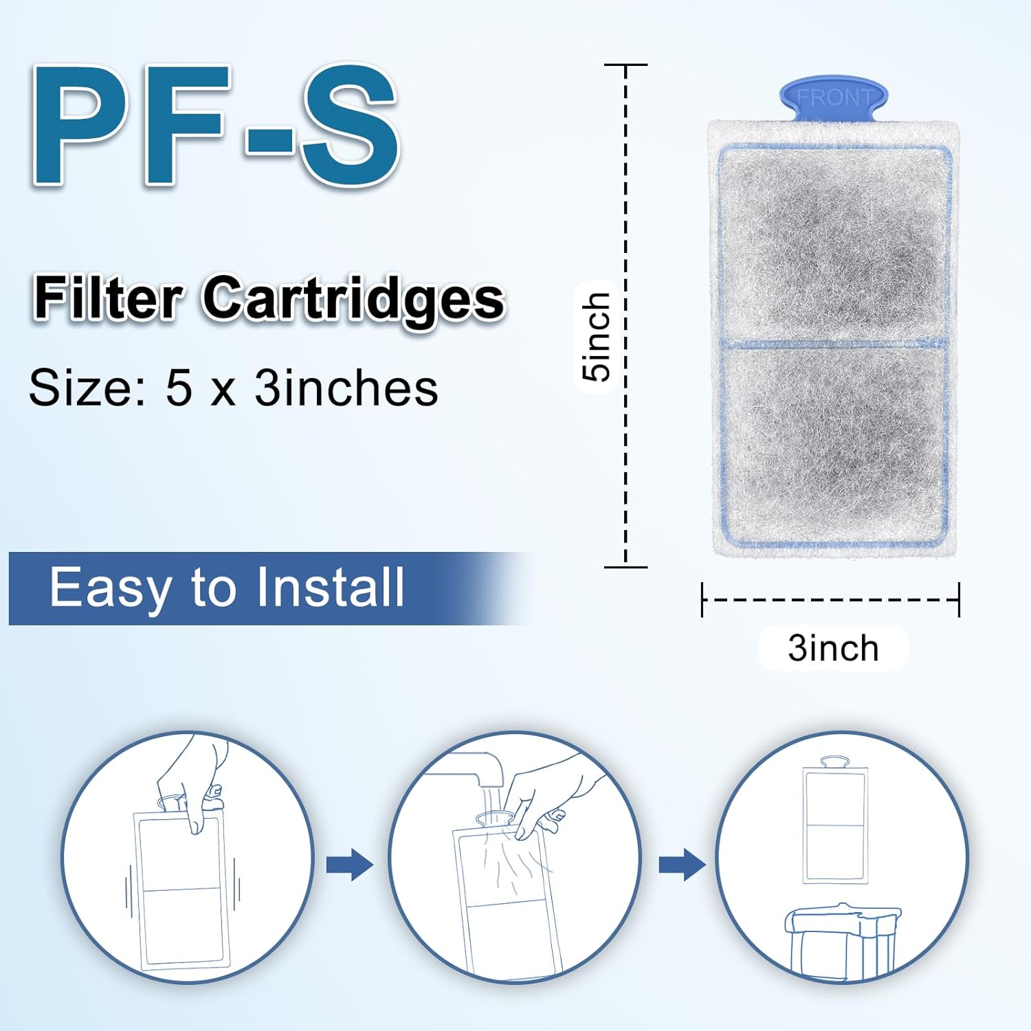 driamor 8 Pack PF-S Filter Cartridges Compatible with PF10 Power Filters, Small Fish Tank Filters Cartridge Replacement with Zeolite