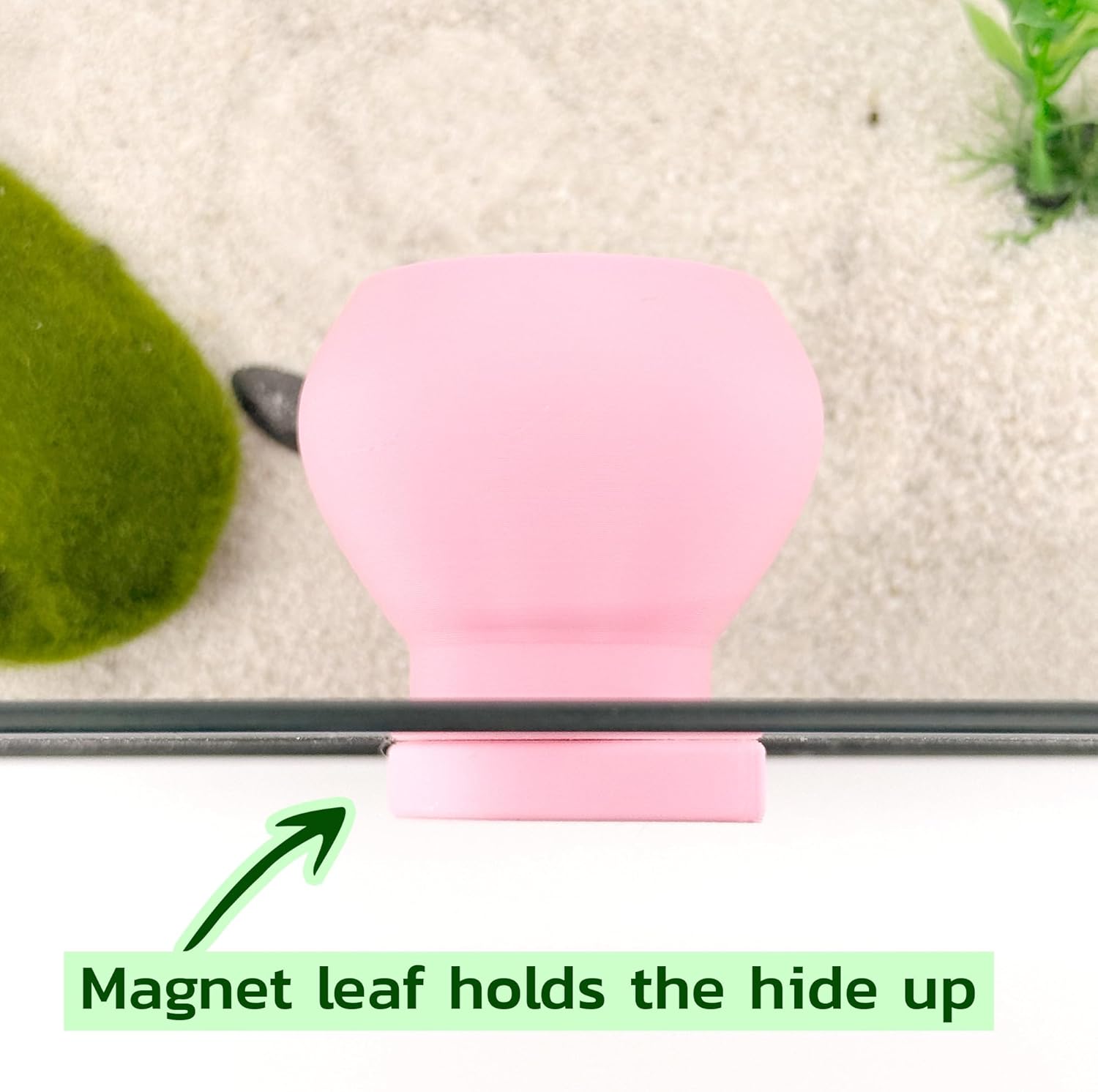 Magnetic Leaf Pod Hide, Glass-Mounted Shelter for Frogs & Reptiles (Bubblegum Pink, Single)