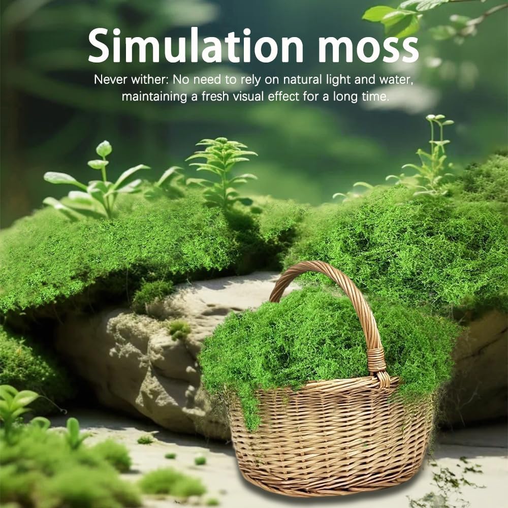 Artificial Moss 17.63oz – Fake Green Moss for Crafts, Potted Plants, Fairy Garden Decor, DIY Table Centerpieces, Wedding Party Decoration