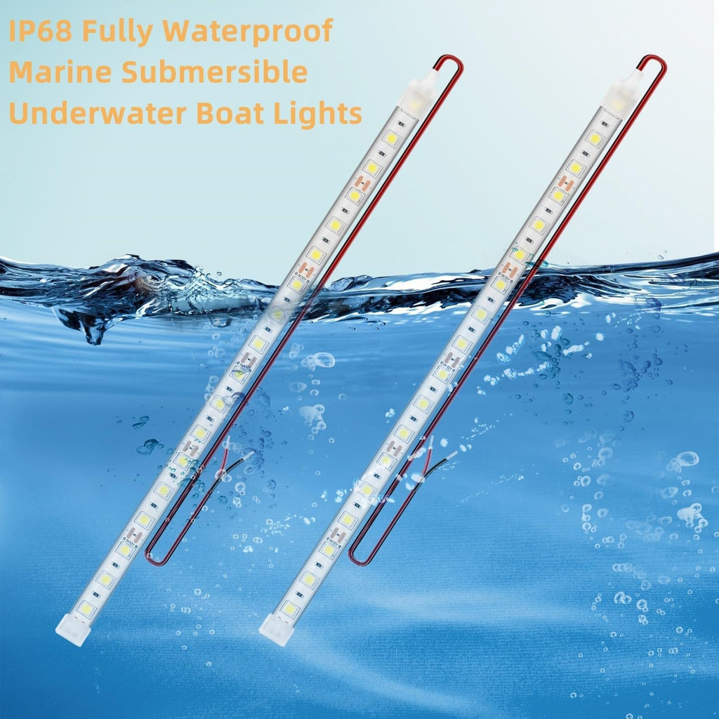 Boat Marine Submersible Led Strip Lights, 4 Pcs 12 Inches 12V Super Bright Boat Interior Lights, IP68 Waterproof Marine Led Strip Lights Night Fishing Lights for Boats, Kayak (Green)