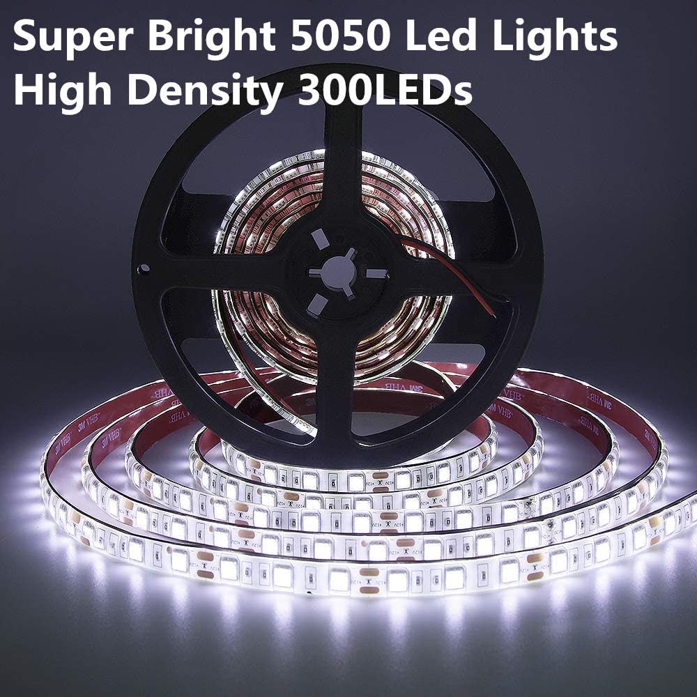 Pontoon LED Strip Lights, 12V 5M/16.4FT Waterproof Marine LED Light Boat Interior Lights, Boat Deck Light for Night Fishing, Ideal for Pontoon and Fishing Boat, Extension Cable Included (White)