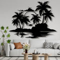 Lunwall Palm Tree Metal Wall Art, 31 L" x 25 W" / 80 x 63 cm, Tropical Palm Tree Wall Decor, Beach Wall Art, Metal Wall Sculpture, Living Room, Bedroom