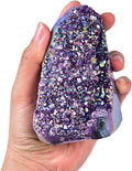 JIC Gem Rainbow Aura Titanium Coated Amethyst (0.5 lb to 1 lb) Crystal Cluster from Brazil Quartz Geode Gemstone Home Decor