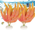 BEGONDIS 2Pcs Artificial Aquatic Plants Set - Lifelike Silk Fabric Leaves for Aquarium Decoration, Easy to Maintain, Vibrant Underwater Garden (Orange)