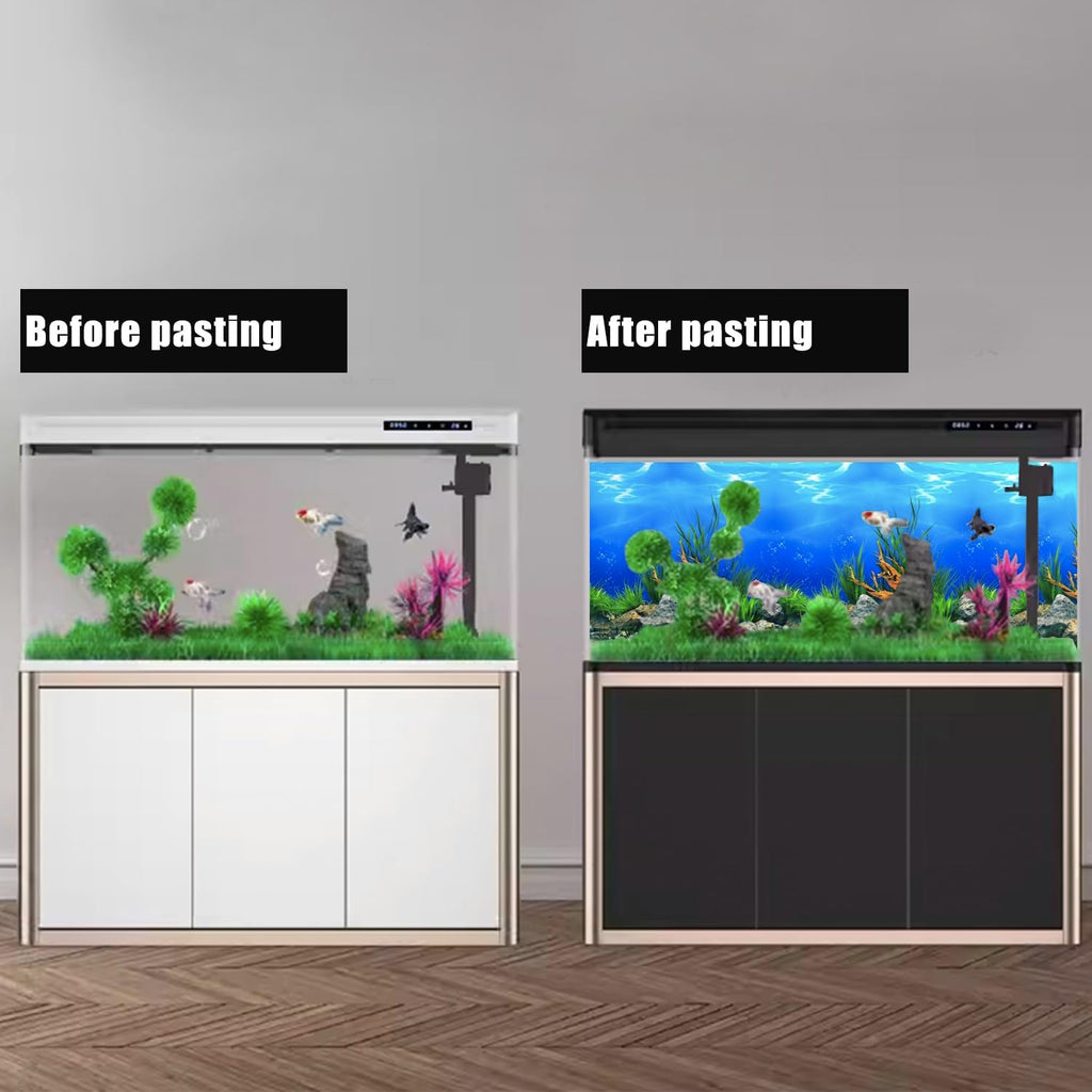 Lainrrew Aquarium Background Poster HD, Dual-Sided Water Plants & Fish Tank Landscape, 16"x40", Vivid Marine Life, Waterproof Scenery, Easy to Install, Durable Tank Decor (Type 1)