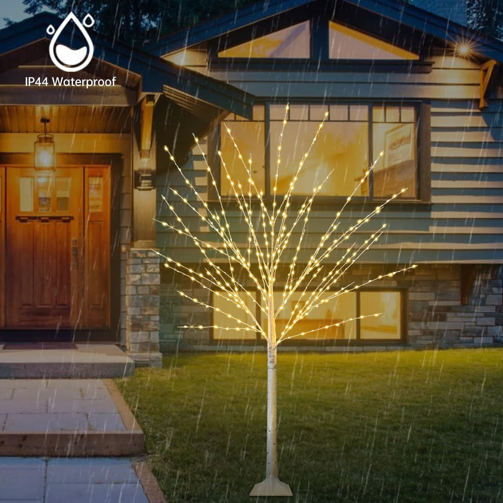 2Pack 4FT Lighted Birch Tree with 400 LED Warm White Lights, 8 Twinkle Modes, Timer, Dimmable Artificial Light Up Twig Christmas Tree for Indoor Outdoor Xmas Holiday Party Decor