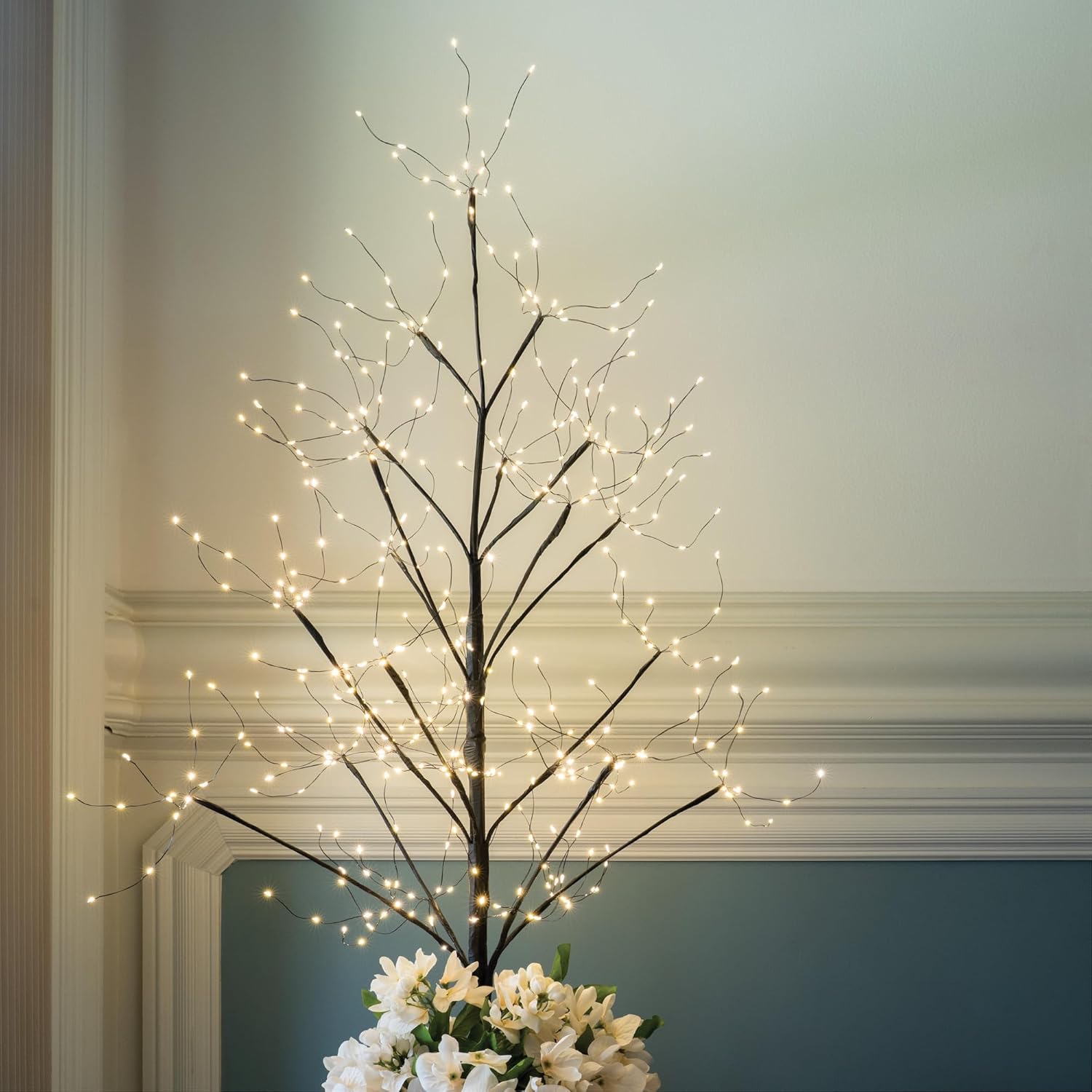 4 Ft Black Fairy Light Tree Artificial Tree Bedrom Décor Black Home Decor, 390 Warm White LED Lights