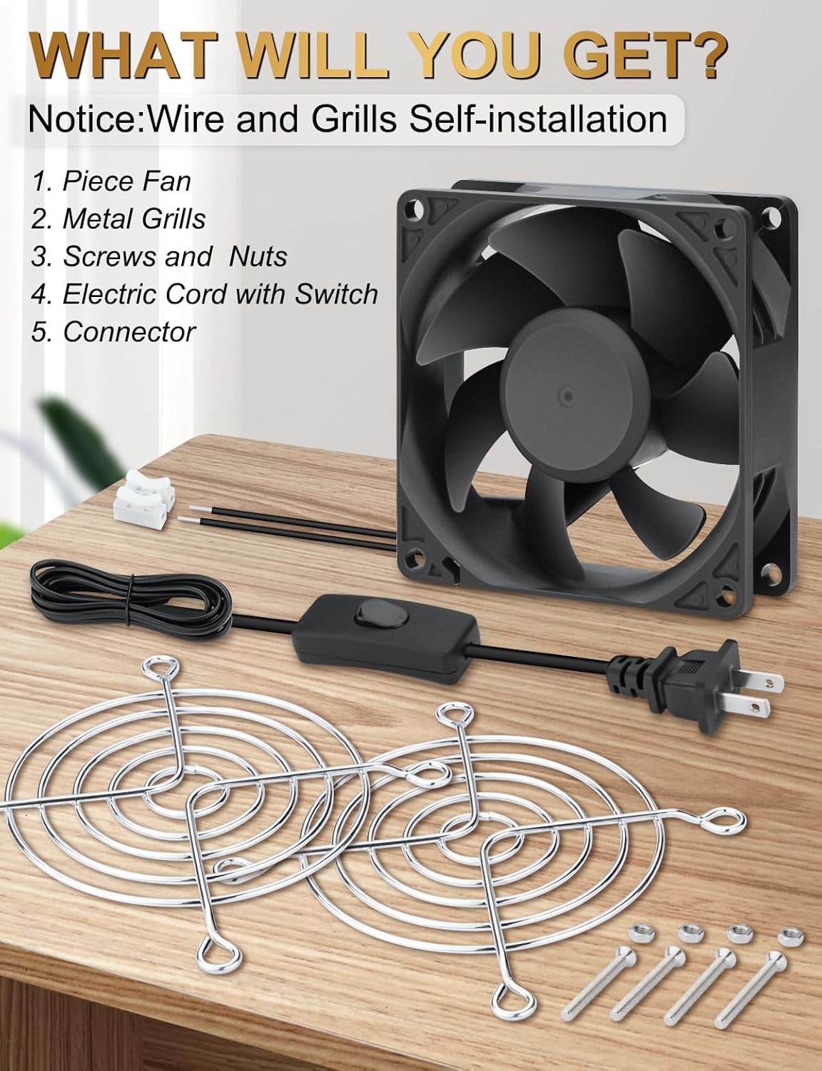 EC Axial Cooling Fan 80mm x 25mm AC 110V 120V 220V 240V Ball Bearing Low Watt for PC Case, Projector, Cabinet, RV Refrigerator Ventilation Cooling