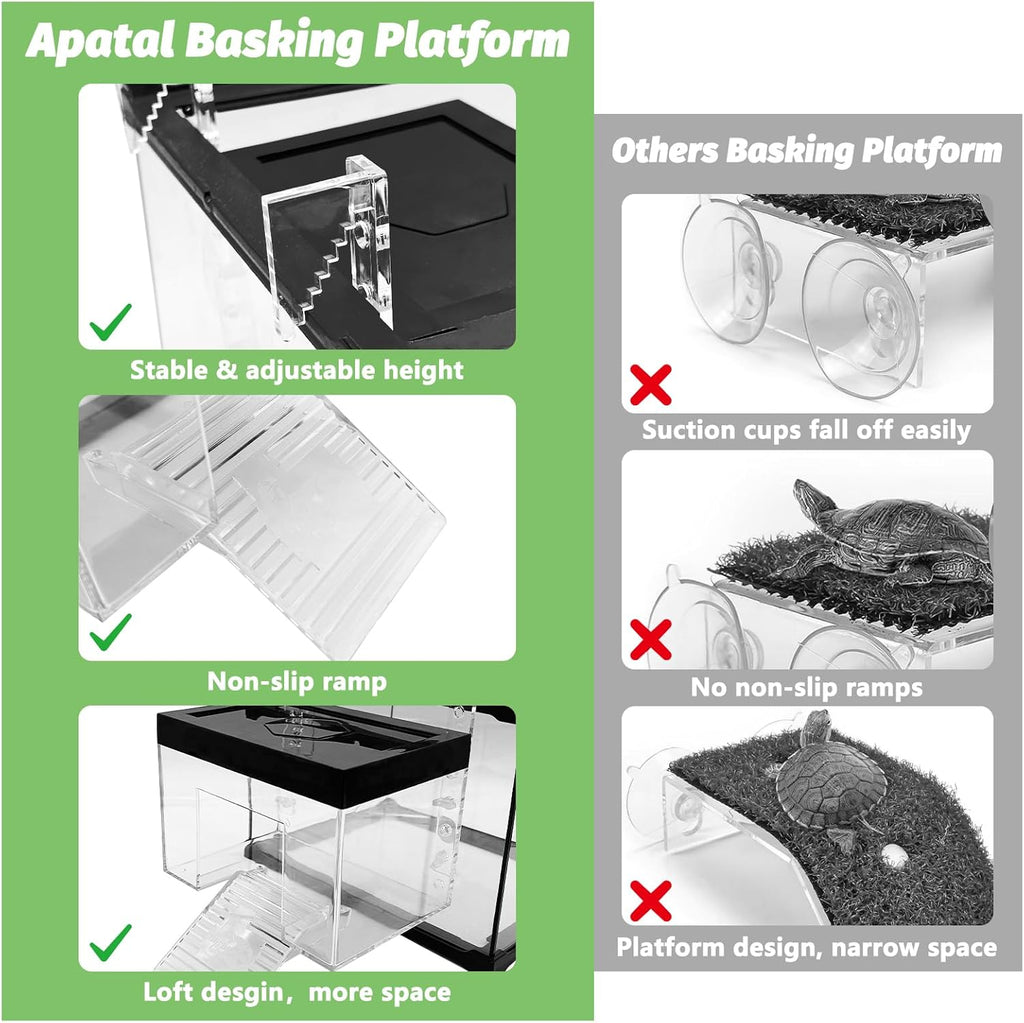 Turtle Basking Platform 7.87 x 5.51 x 5.51inch Hanging Basking Platform for Aquatic Turtles with Lid and Ramp Adjustable Reptile Ramp Dock Turtle Tank Accessories (Small)