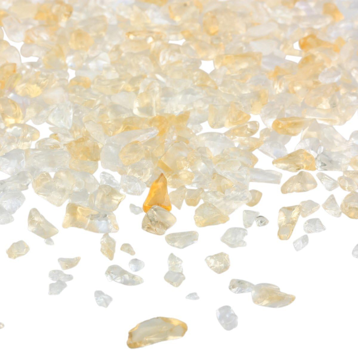 SUNYIK Citrine Tumbled Chips Stone Crushed Crystal Quartz Pieces Irregular Shaped Stones 1pound(about 460 gram)