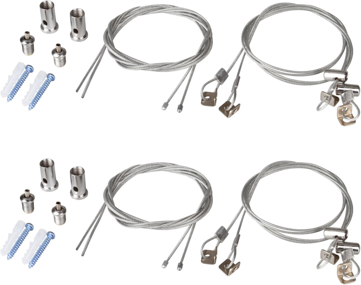4 Pack Light Suspension Kit, 3.2 ft Adjustable Grow Light Hanger Wire, Steel Ceiling Hanging Cable for Aquarium LED Panel, Load 11 lbs Per Wire