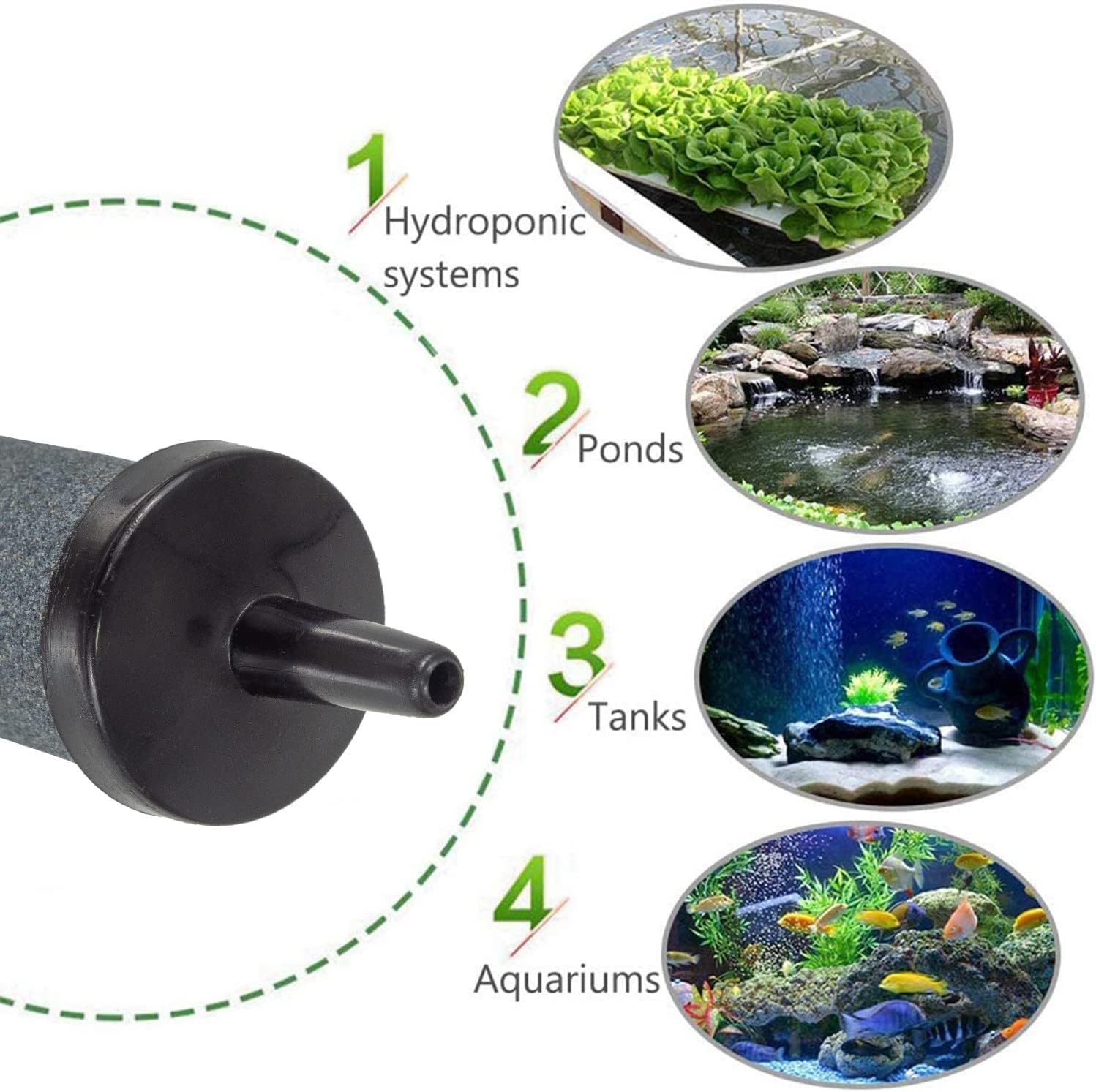 Air Stone Bubble Diffuser Ball - for Aquarium Air Pump and Fish Tanks, Gray, Pack of 10pcs