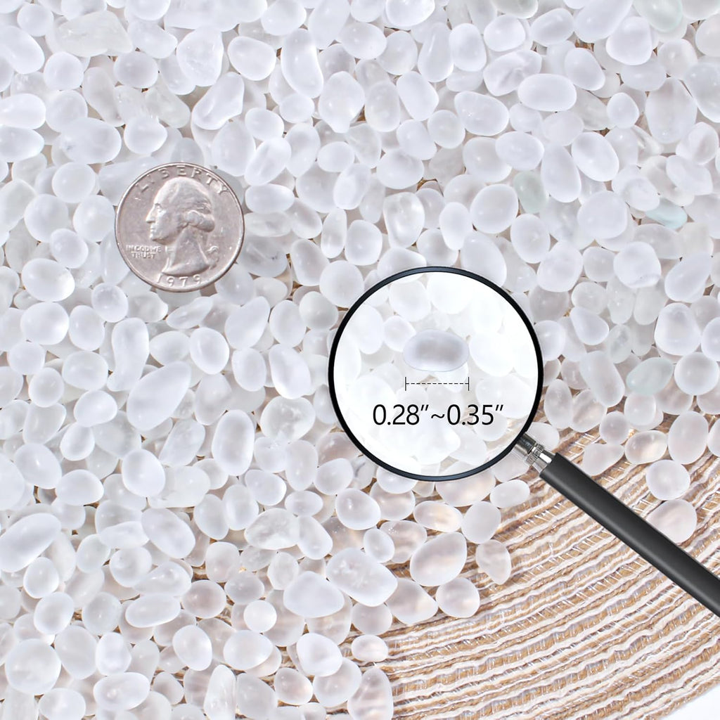 Keedolla 3 Lb White Frosted Sea Glass Stones Fish Tank Rocks Gravel Aquarium Glass Pebbles Marbles Gemstones for Vase Fillers, DIY Crafts, and Home Decor