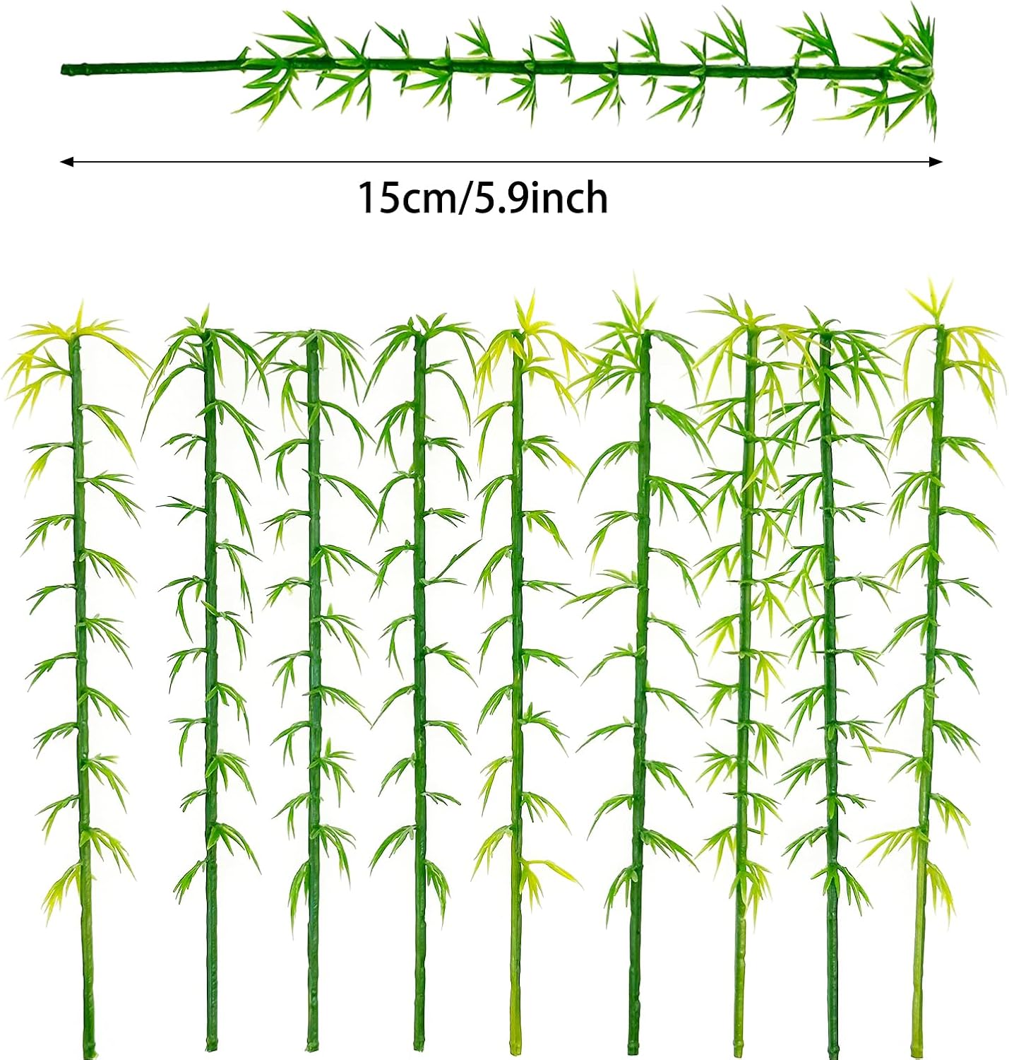 Woohome Model Miniature Bamboo Trees, Green Plastic Bamboo Trees for Building Model, Home Miniature Landscape Landform Diorama Project, 50 PCS, 5.9’’