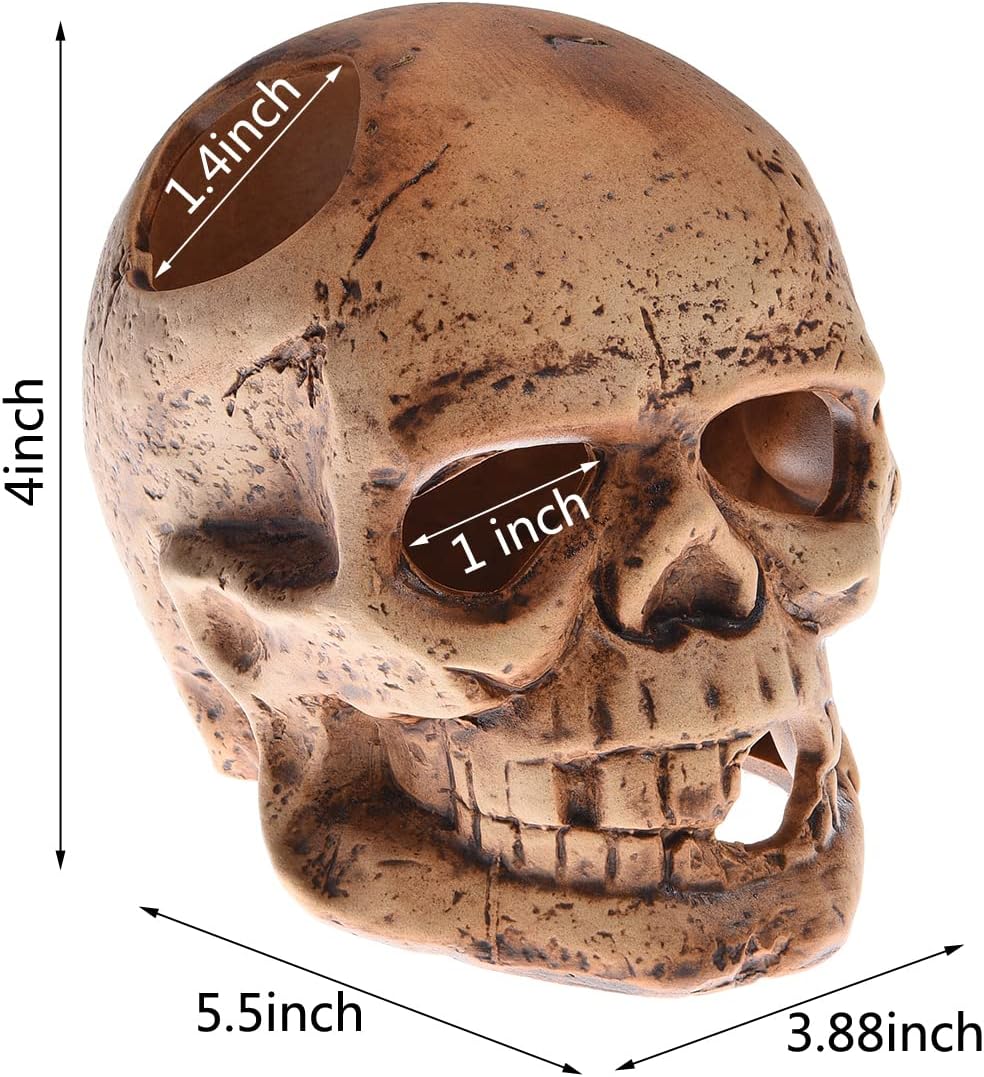 ALEGI Aquarium Decoration Hideaway Rock Cave for Betta Shrimp Cichlid Hiding Breeding Spawning (Ceramic Skull)