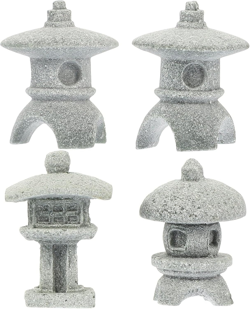 Yardwe Miniature Pagoda Statue 4Pcs Japanese Lantern Stone Statues for Zen Garden Micro Landscape and Fish Tank Decoration