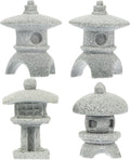 Yardwe Miniature Pagoda Statue 4Pcs Japanese Lantern Stone Statues for Zen Garden Micro Landscape and Fish Tank Decoration