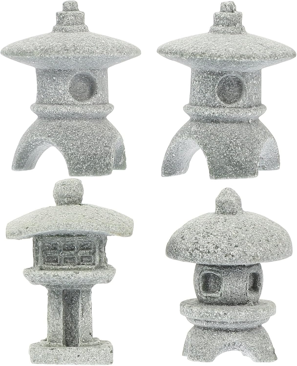Yardwe Miniature Pagoda Statue 4Pcs Japanese Lantern Stone Statues for Zen Garden Micro Landscape and Fish Tank Decoration