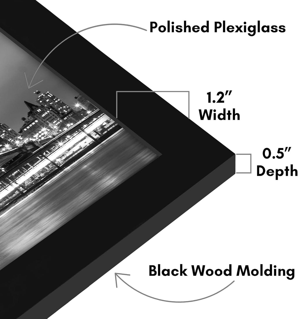 Americanflat 12x24 Picture Frame with Polished Plexiglass - Black Picture Frame - Wide Photo Frames Made of Engineered Wood for Vertical or Horizontal Wall Display - Epic Collection - Black