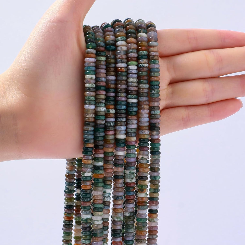 Natural Indian Agate Disk Stone Spacer Beads 6x2mm 38cm/str Flat Rondelle Loose Semi Gemstone Caps for Making Bracelets Necklace