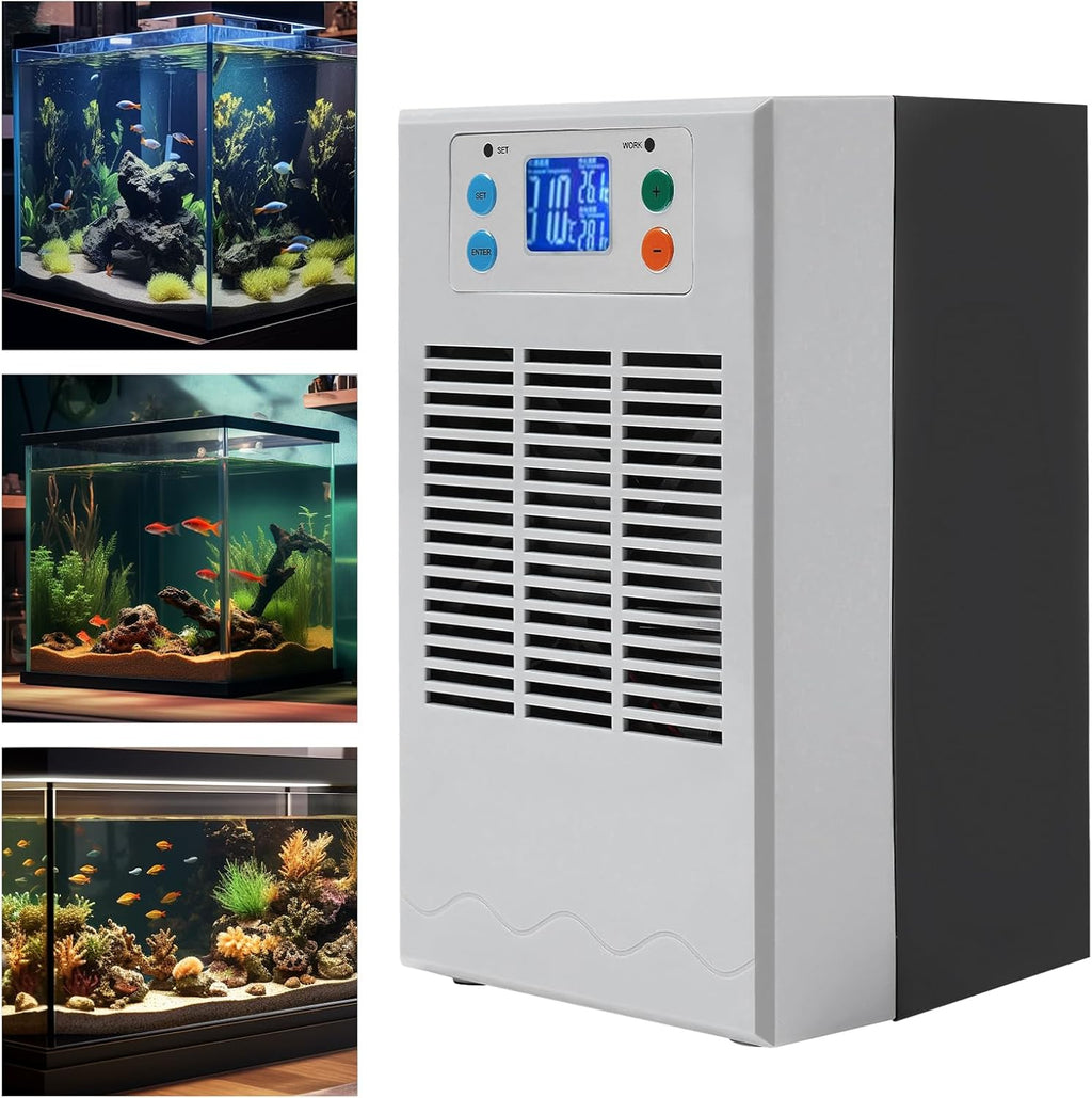 Aquarium Chiller 1/8HP 7.93Gal 30L Fish Tank Water Cooler, Quiet Hydroponic Water Chiller Cooling System with LED Display, Water Pump for Axolotl Coral Jellyfish, Seawater & Fresh Water