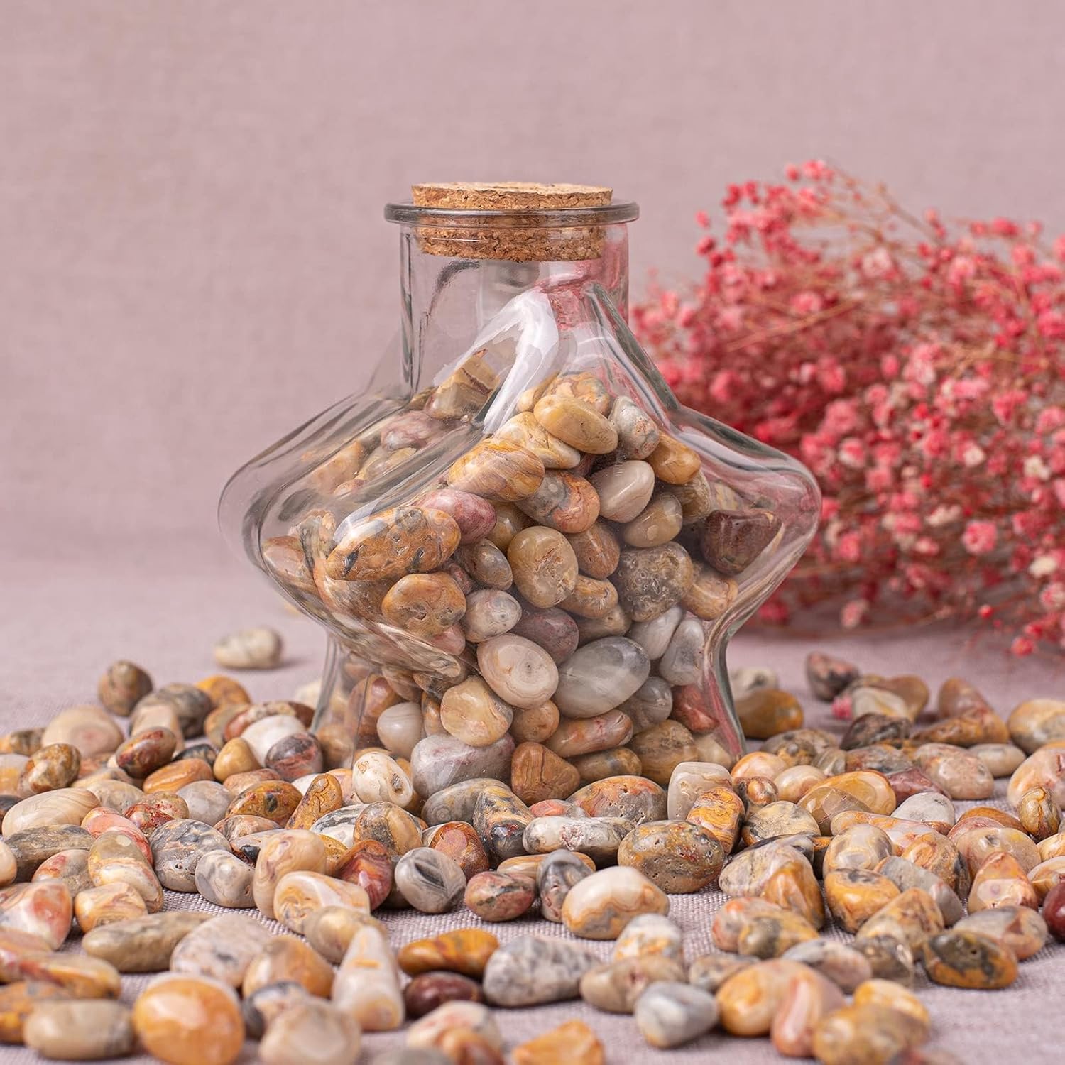 Polished Crazy Lace Agate Crystal Chips Set, 0.4", 128 Pcs - 10 Oz Handpicked Tumbled Stones and Crystals Bulk for Healing, Reiki, Meditation, Witchcraft and Home Decor