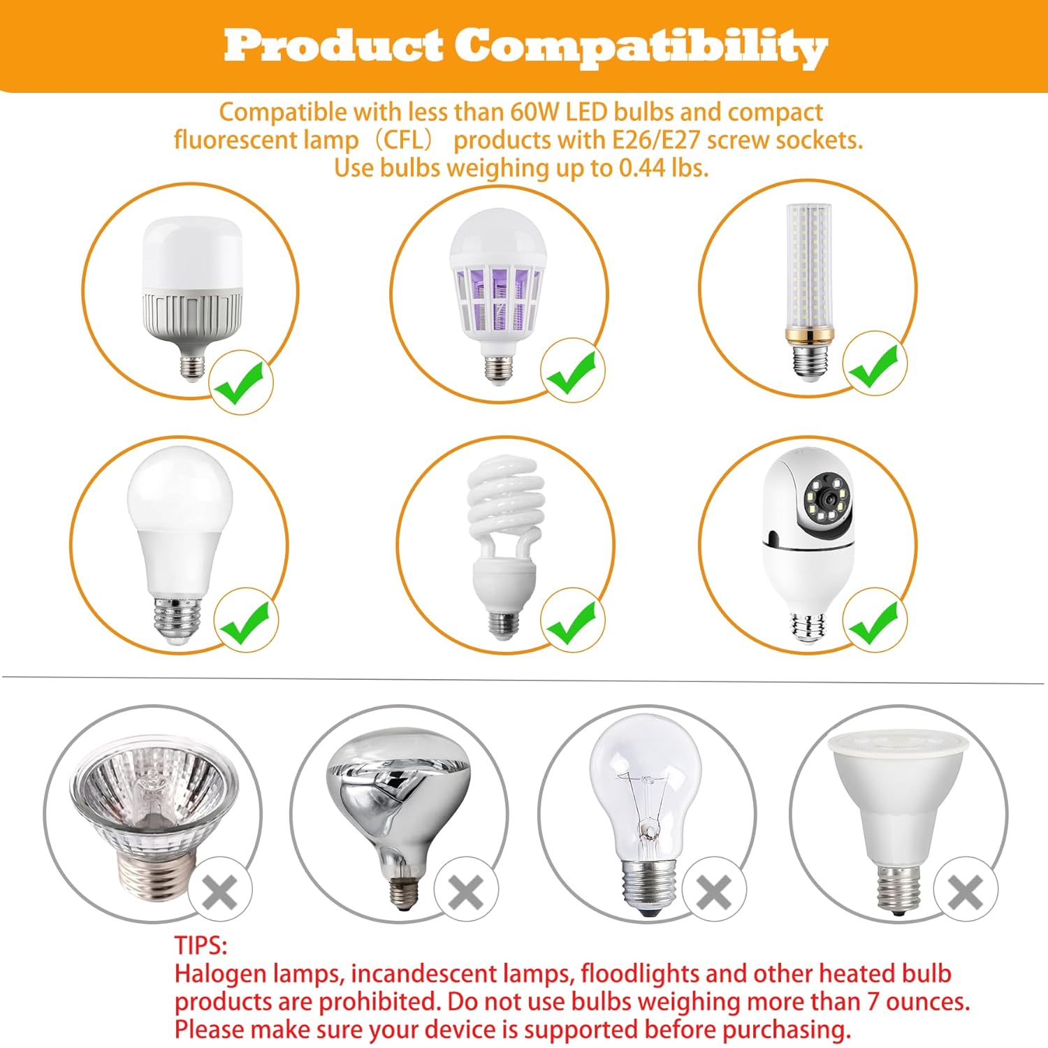 Light Bulb Extender Socket (2-Pack), 19 CM 7.5 Inch Socket Extension, 360° Bendable Adjustable Standard E26/E27 Screw Base Extender Adapter