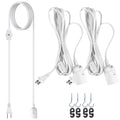 JACKYLED Extension Hanging Lantern Cord Cable UL 2-Pack 12Ft 360W with E26 E27 Socket Gear Switch + Hooks + 2-Prong US AC Power Plugs, Extra Lighting for Garage, Closet, Dark Corner, Plants