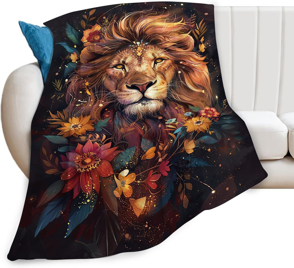 Lion Throw Blanket Lion Stuff Gifts for Kids Girls Boys Adults Women Man Soft Cozy Warm Plush Fluffy Fuzzy Fleece Blanket Decor 40''X50''