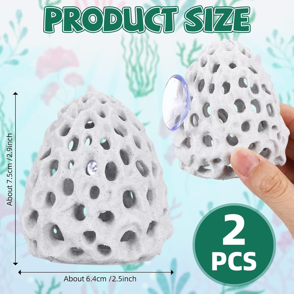 2 Pcs Shrimp Dome Hide Shrimp Hides for Aquarium White Betta Fish Hideout with Suction Cup Fish Tank Ornament Accessorie Decor for Shrimps Guppy Hiding Resting(3.15''h x 2.76'' W)