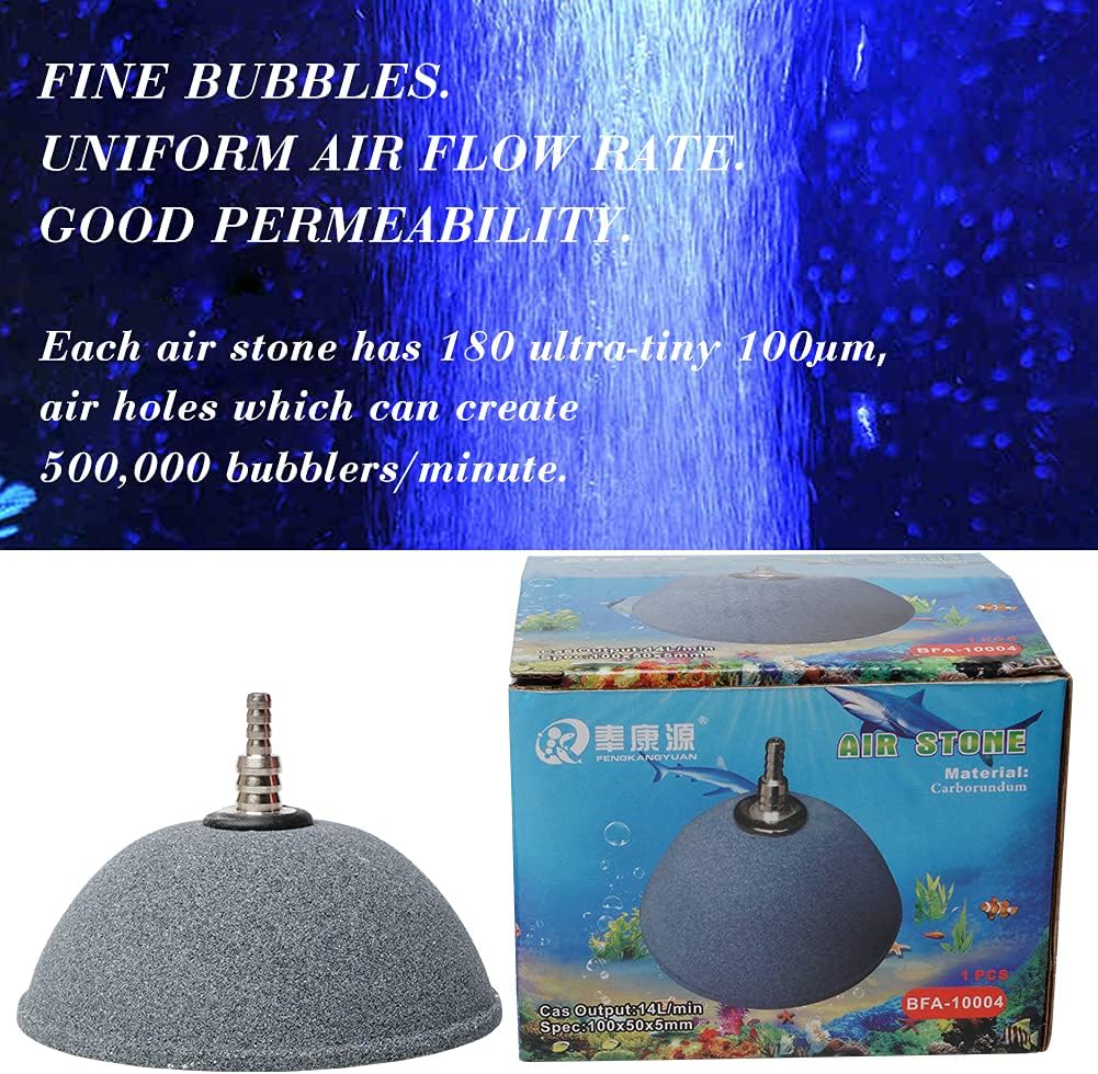Quickun 3.1 Inch Updated Crazy Air Mineral Ball Stone Cylinder Bubbler Plus Diffuser Aquarium Fish Tank Hydroponics Pump Airstones Diffuser 3/16" 5/16" Hose ID