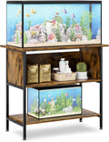 APPLOYN 40-50 Gallon Fish Tank Stand, Aquarium Stand with 3-Tier Storage Shelf, Heavy Duty Metal Frame for Turtle Reptile Terrarium Tank Stand, for Living Room, Office, 36.6" L x 18.9" W x 31.5" H, Black, Vintage Brown