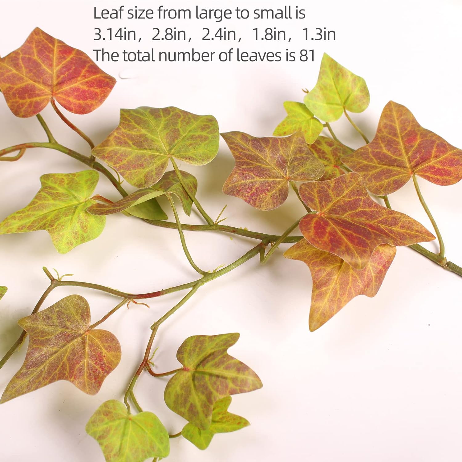 alyptus Artificial Fall Leaves Garland - Lifelike Fake Pumpkin Vines for Outdoors and Bedroom Décor - Greenery Garland with Fake English Ivy and Ivy Vines (Ivy Garland 1#)